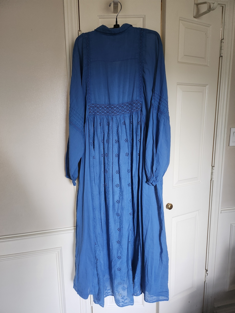 Free People Blue Embroidered Maxi Shirt Dress - Picture 4 of 4